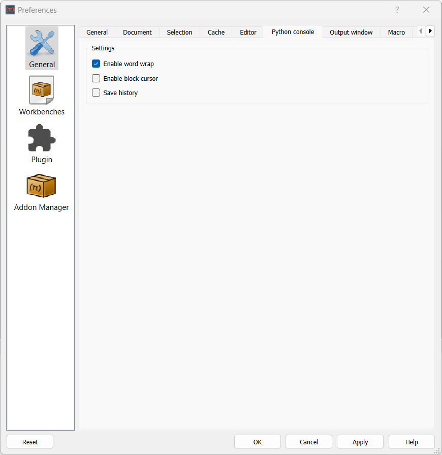 Preferences General Tab Python console.png